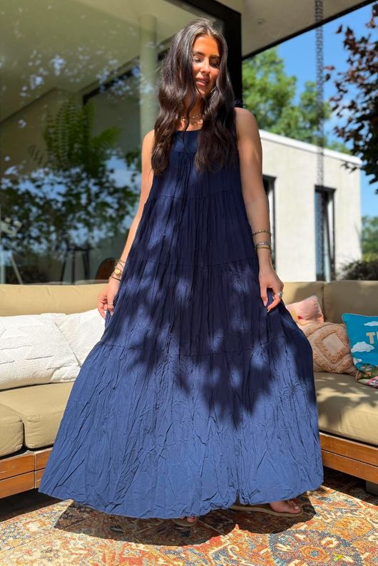Gabriella Tie Shoulder Dress Navy